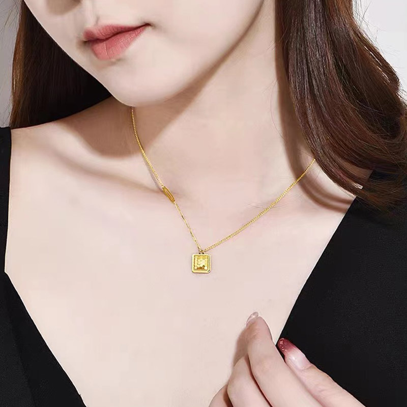 Tianyu Gems 24k gold jewelry customed  square pendant necklace for women 6