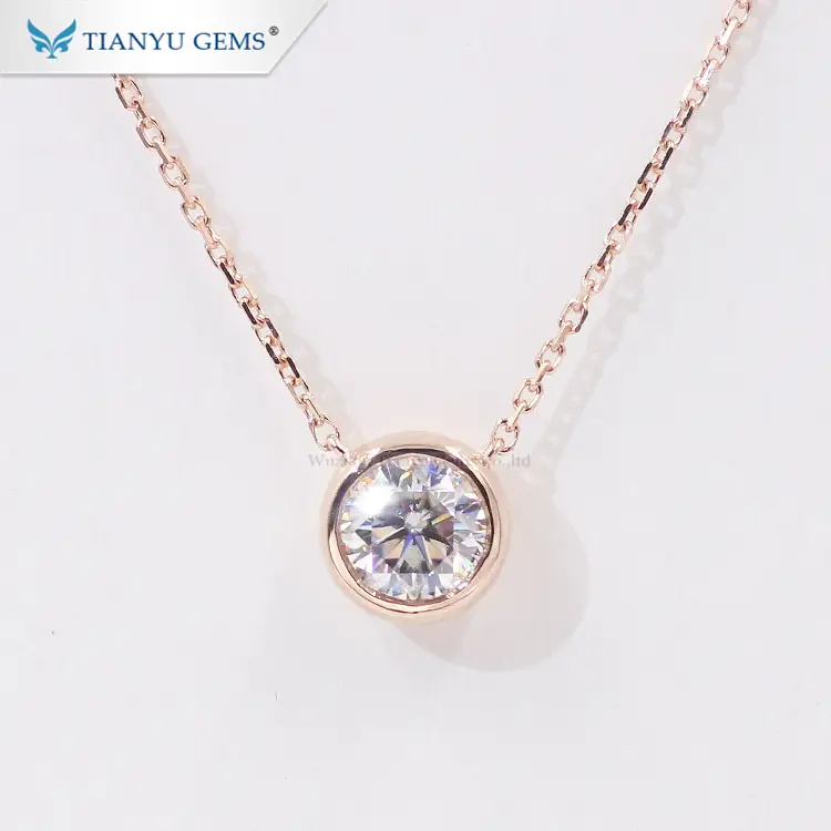 Tianyu Gems H&amp;A Cut Moissanite Rose Gold Necklace Women's Diamond Pendant 1