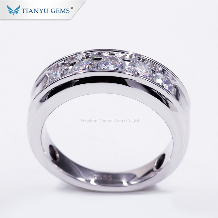 Custom mens gold wedding band with diamonds Company | Tianyu gems 9
