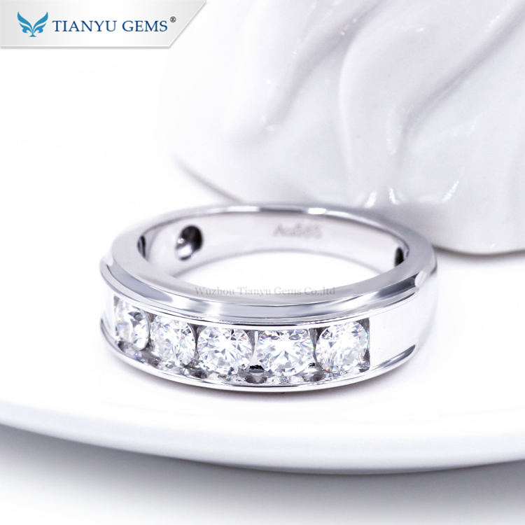 Custom mens gold wedding band with diamonds Company | Tianyu gems 8