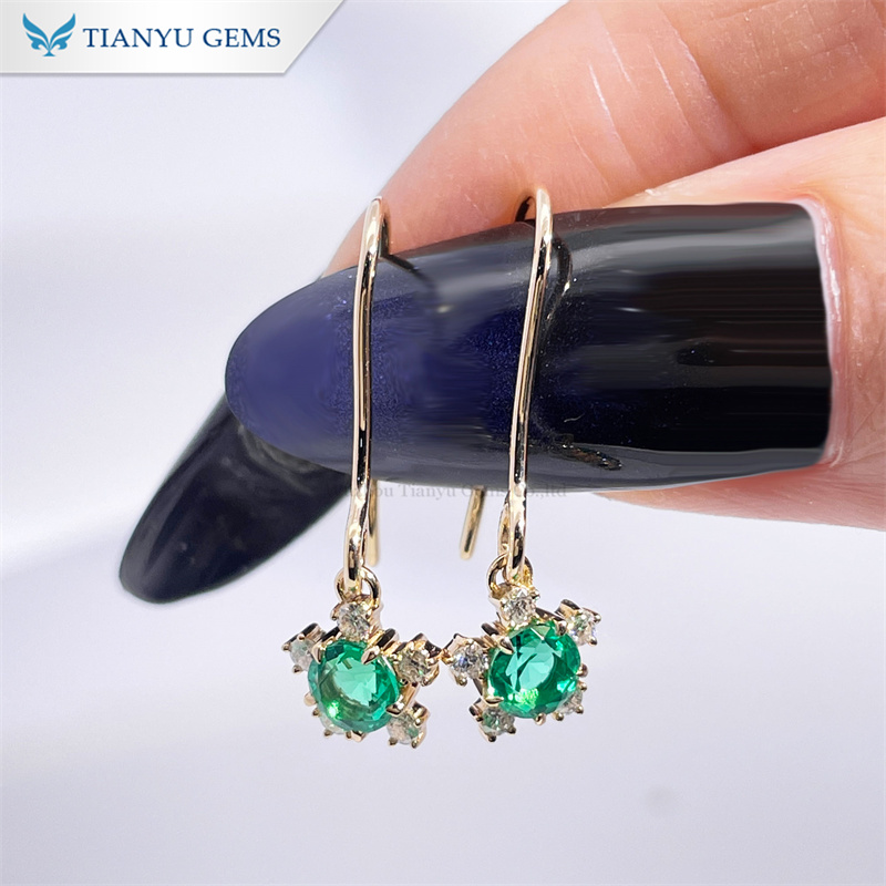 天宇宝石 エメラルド イエローゴールド イヤリング エメラルド フラワー イヤリング 14金 2