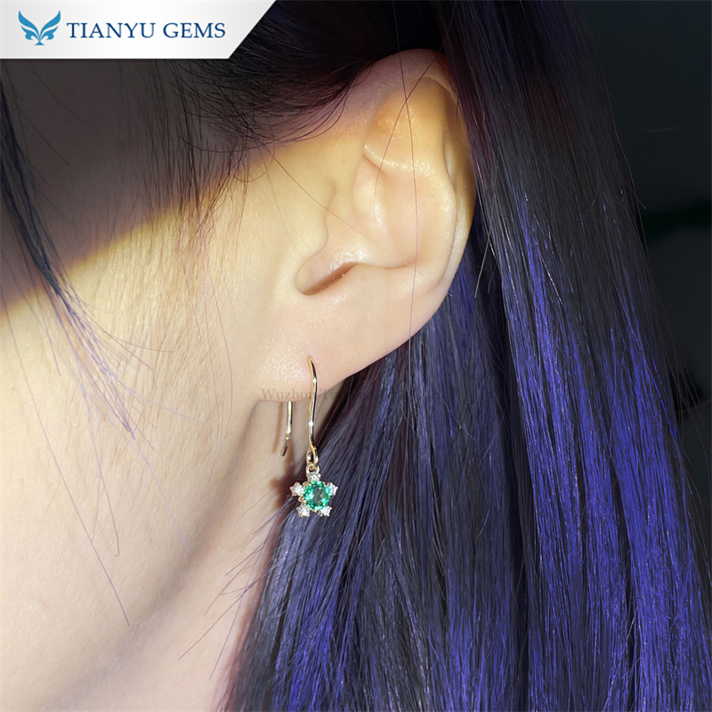 天宇宝石 エメラルド イエローゴールド イヤリング エメラルド フラワー イヤリング 14金 4