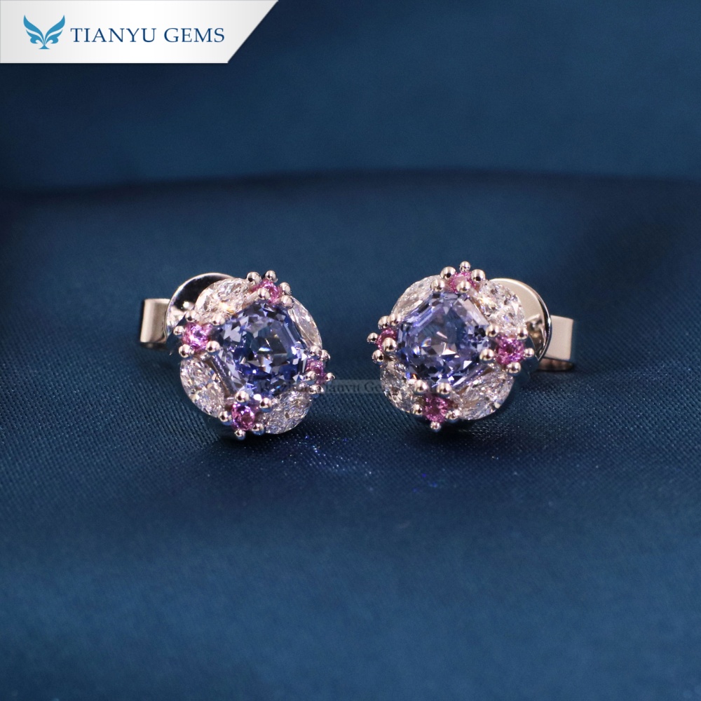 Pendientes de zafiro azul aciano de Tianyu Gems en oro blanco de 14k. 2