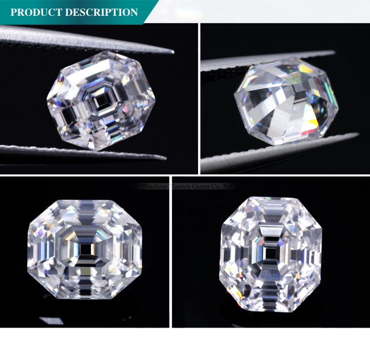 Tianyu gems antique asscher cut white loose moissanite 8