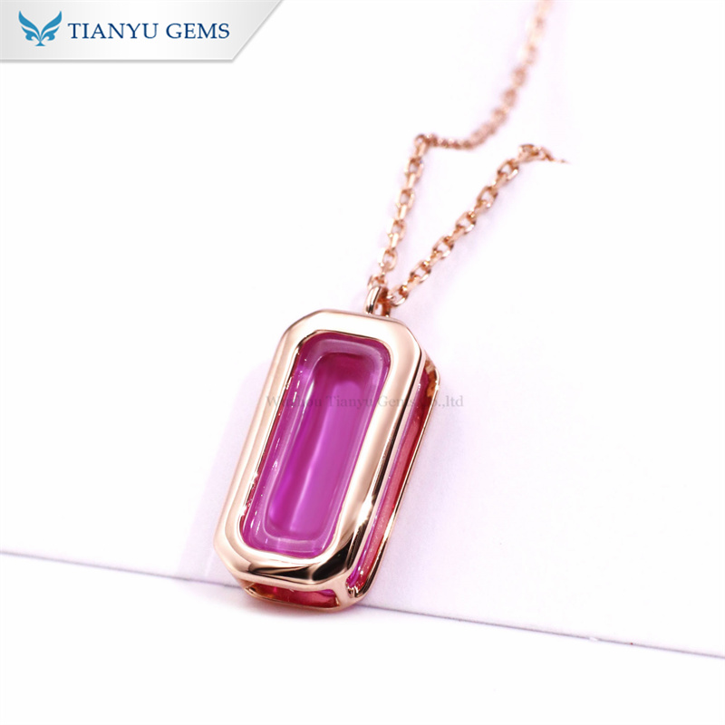 Tianyu Gems Pink Corundum Bezel Set Rose Gold Necklace 10k Gemstone Pendant Necklace1 2