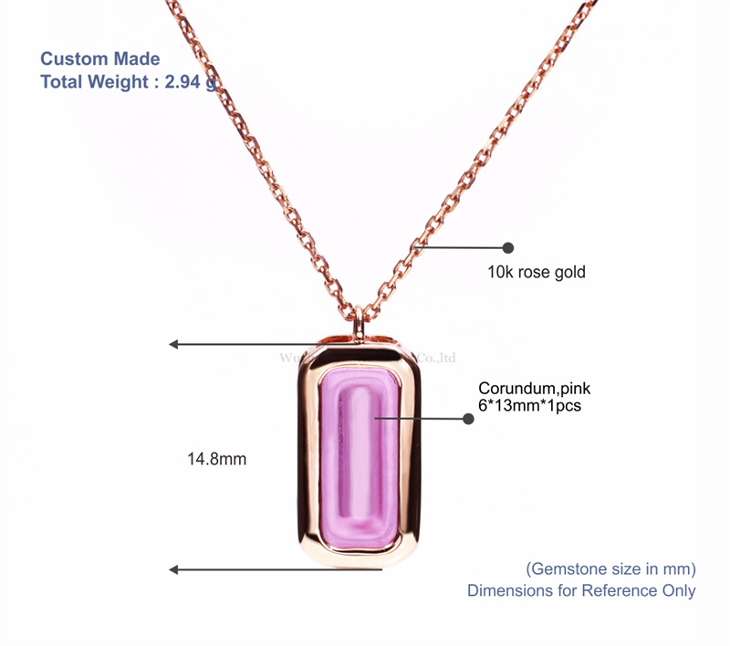 Tianyu Gems Pink Corundum Bezel Set Rose Gold Necklace 10k Gemstone Pendant Necklace1 5