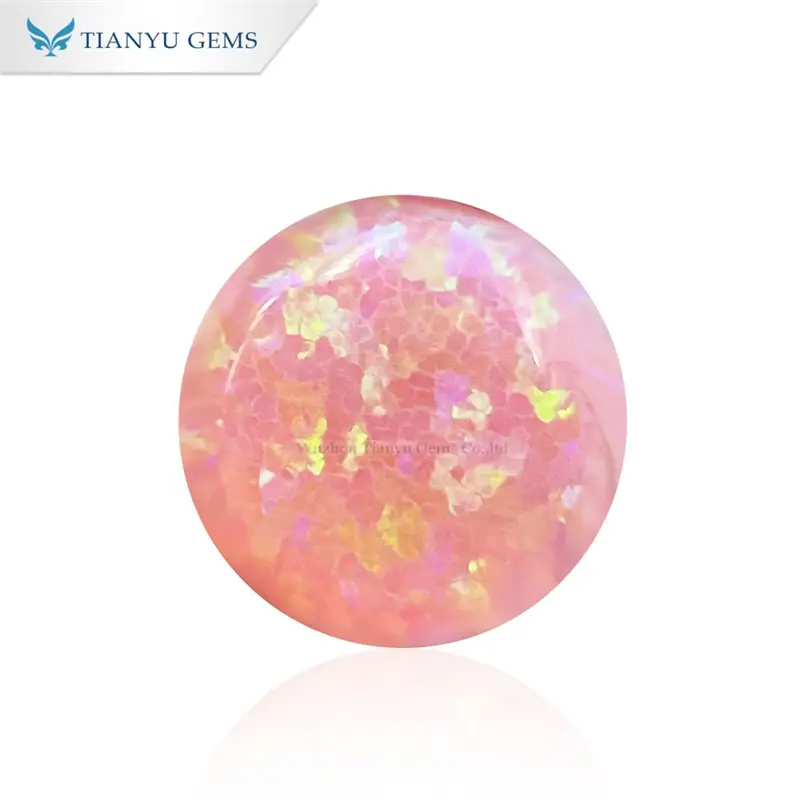 Round Cabochon Cut CP08 Pink Opal Synthetic Gemstone Manufacturer 1