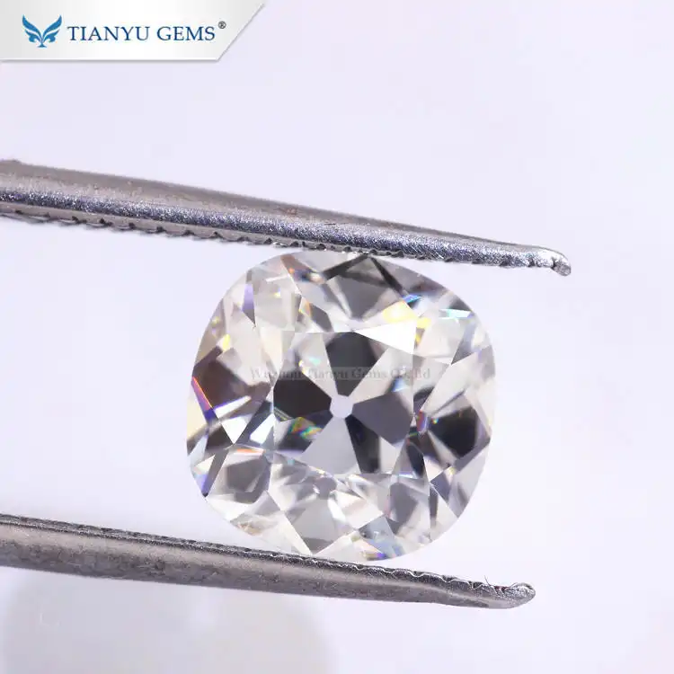 Tianyu gems 1ct cushion old mine cut moissanite DE pure white loose moissanite diamond 1