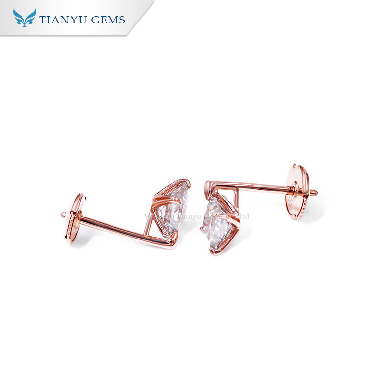 Tianyu Gems 4.5mm moissanite rose gold  vintage fashion custom gold women jewelry stud earring 3
