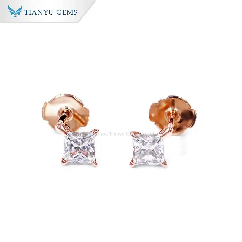Tianyu Gems 4.5mm moissanite rose gold  vintage fashion custom gold women jewelry stud earring 1