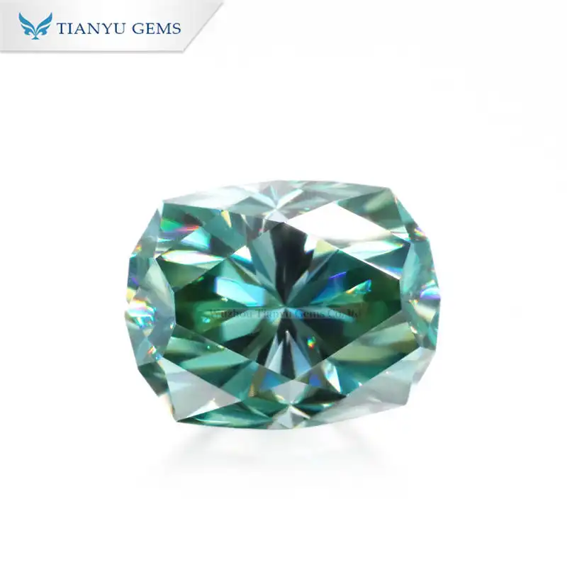Customized Decagonal Cushion Cut Green Blue Moissanite Factory 1