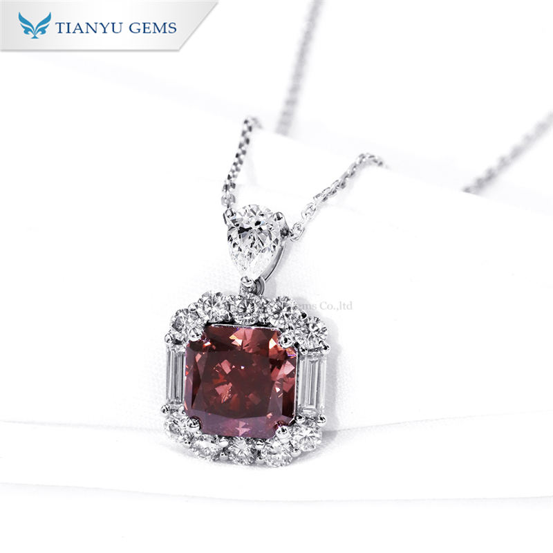 Tianyu Gems 3.28 carat Fancy Deep Orangy Brown color SI1 lab  grown diamond necklace 3