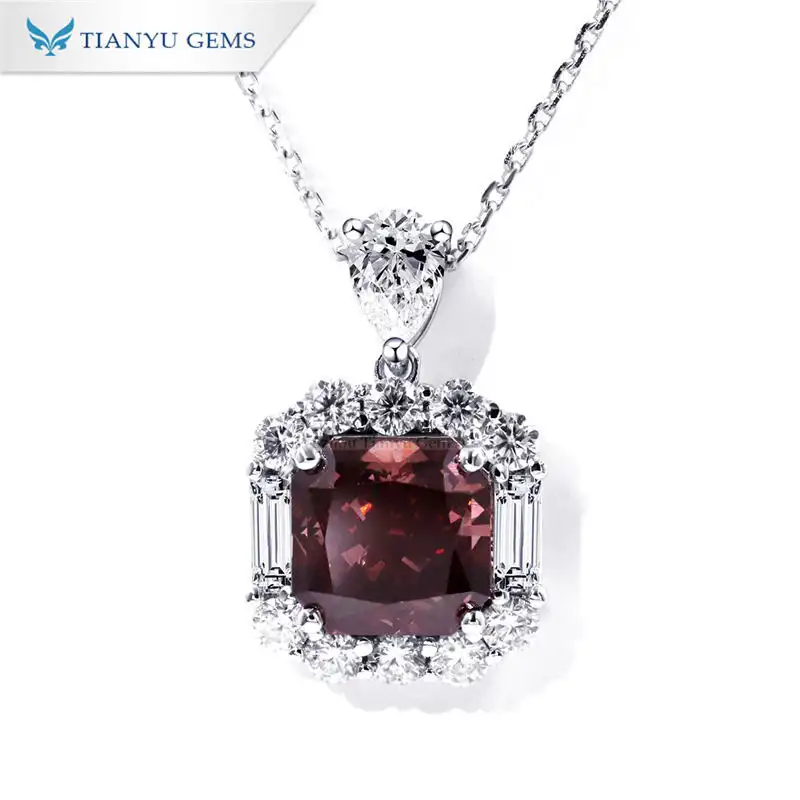Tianyu Gems 3.28 carat Fancy Deep Orangy Brown color SI1 lab  grown diamond necklace 1