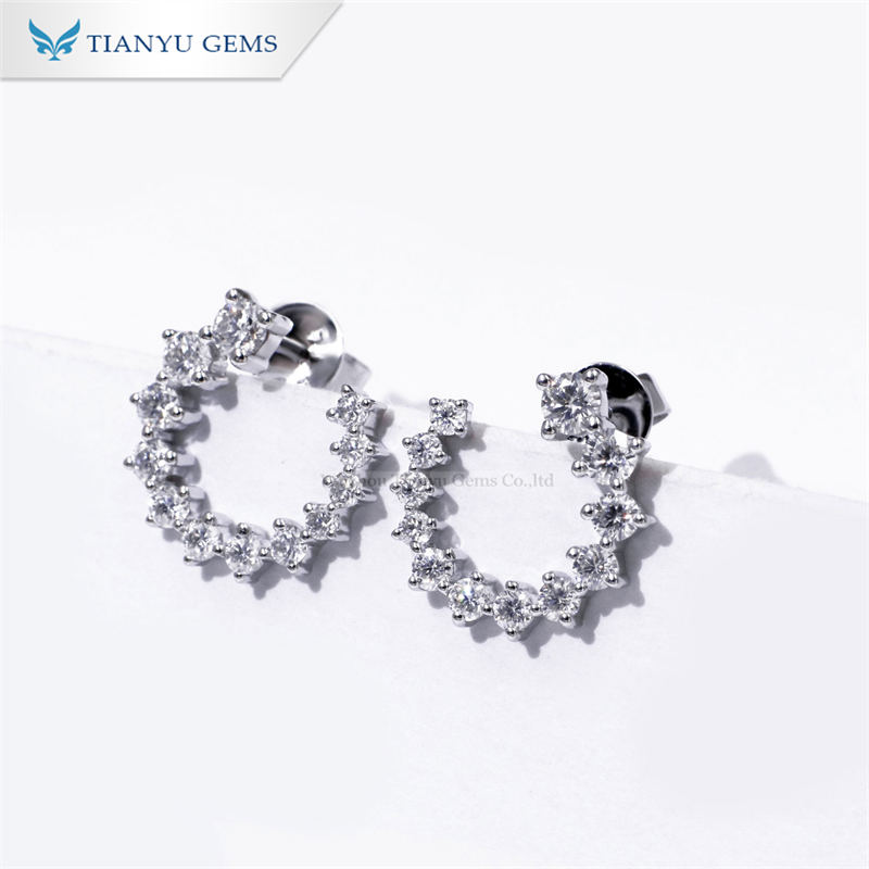 Tianyu Gems lab grown diamond manufacturer CVD 14K\18K white gold circle earrings 4
