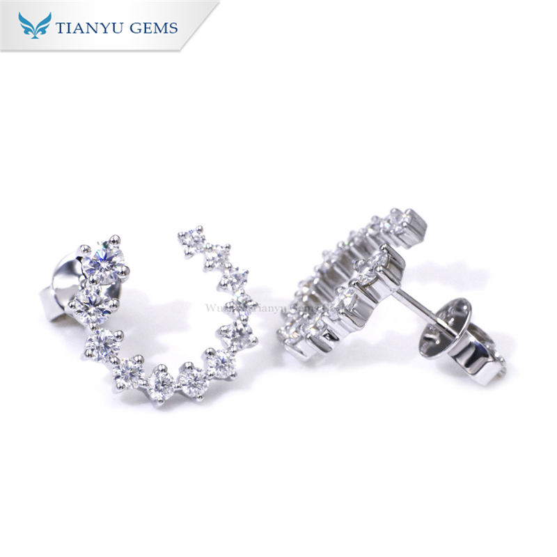 Tianyu Gems lab grown diamond manufacturer CVD 14K\18K white gold circle earrings 5