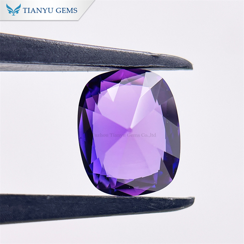 Cushion Antique Cut Lab Grown Purple Blue Sapphire Supplier 9