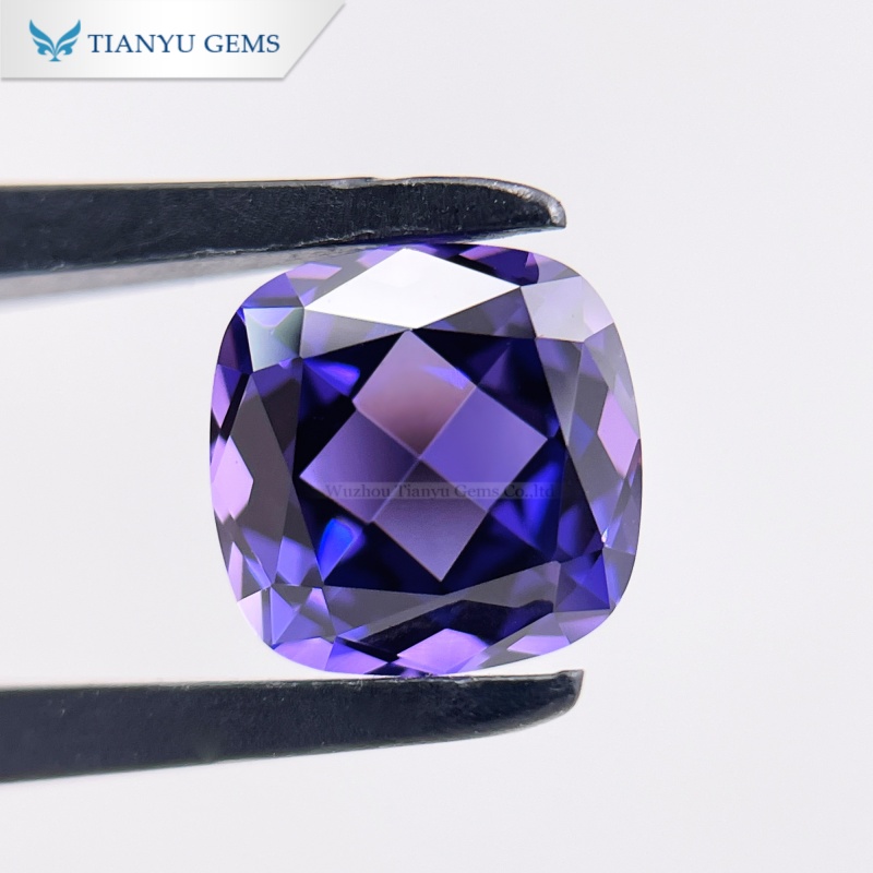 Wholesale Cushion Natural Cut Lab Grown Bluish Purple Sapphire Gemstone 8