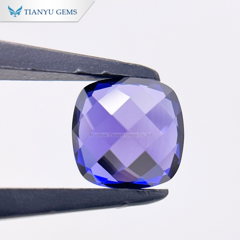 Wholesale Cushion Natural Cut Lab Grown Bluish Purple Sapphire Gemstone 9