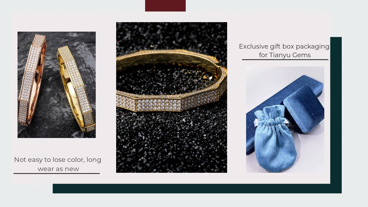 Tianyu Gems Wholesale Moissanite Jewelry 925 Silver Material Moissanite Diamond Geometric Bracelet 4