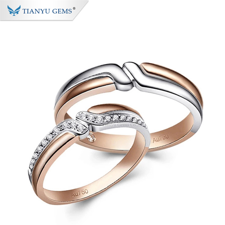 Tianyu gems hot sale pure gold moissanite diamonds couple ring for wedding