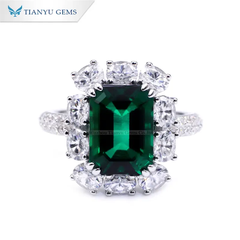 Tianyu Gems Zambian Emerald Ring Moissanite diamond  Luxury Women's Ring 1