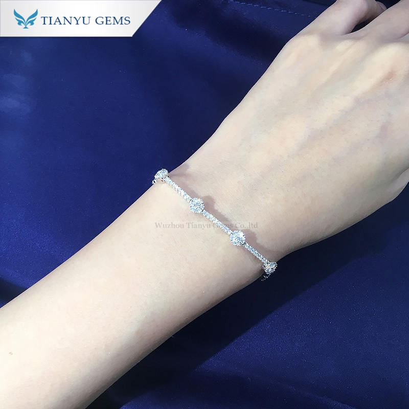 Tianyu Gems Moissanite Diamond Simple Connected Round Bracelet Dating Commute To Send Girlfriend 4