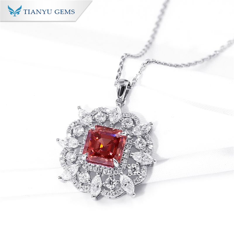 Tianyu Gems 3.61 carat Fancy Dark Brownish Pink color SI2 lab grown diamond necklace 3