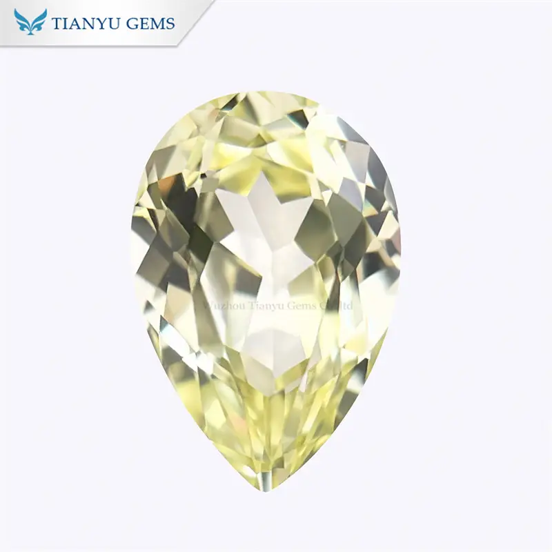 Customized 2ct Pear Cut Lab Grown Light Yellow Sapphire Gemstone Wholesale 1