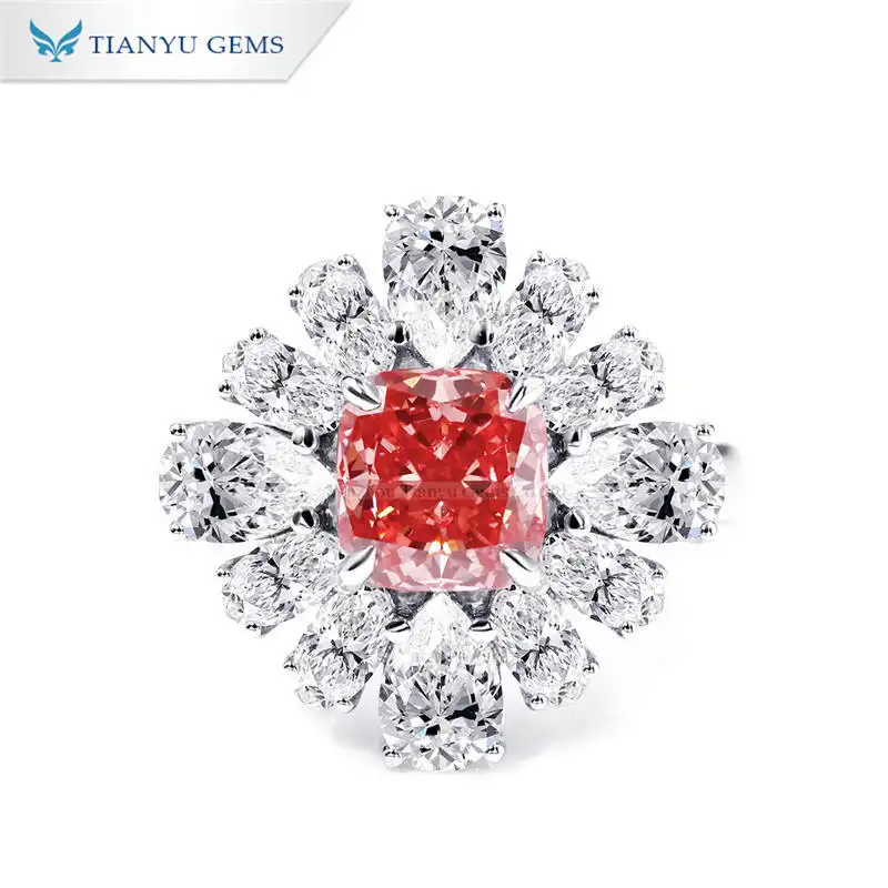 Tianyu Gems 14K white gold 1.76 carat VS2 clarity Fancy Deep Pink color  lab grown diamond ring 1
