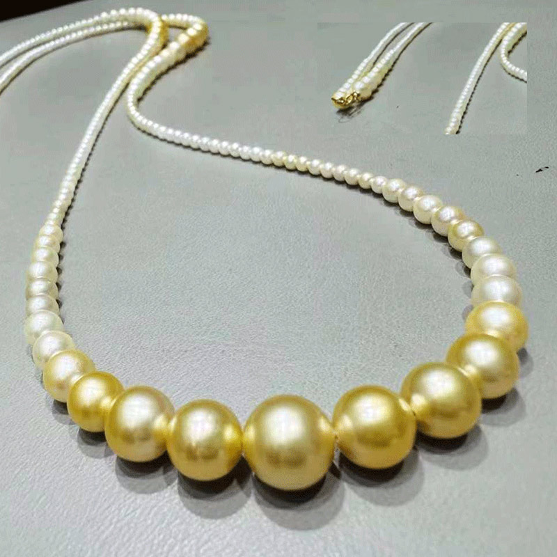 Tianyu Gems  Saltwater Pearls Necklace Double Color Long Chain For Women 3