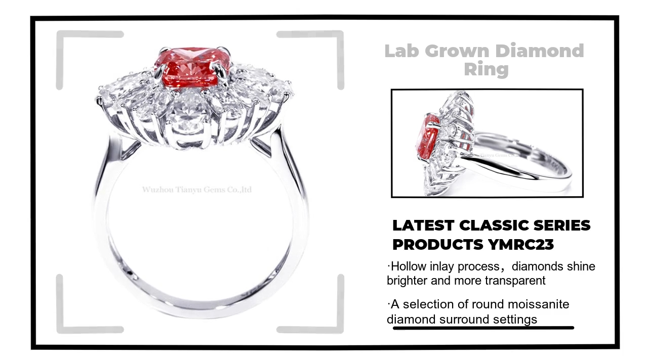 Tianyu Gems 14K white gold 1.76 carat VS2 clarity Fancy Deep Pink color  lab grown diamond ring 3