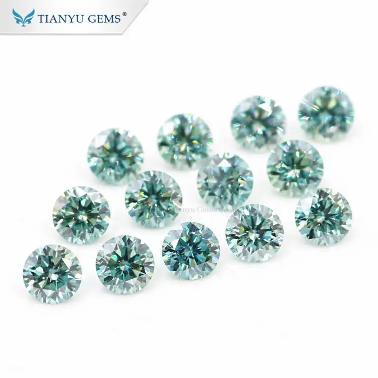 Tianyugems VVS Blue Round Cut Moissanite 1