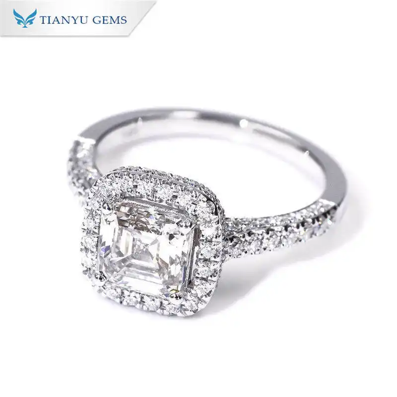 Tianyu Gems luxury women's ring 1.64 carat J color VS2 clarity Ascher cut  lab grown diamond ring 1