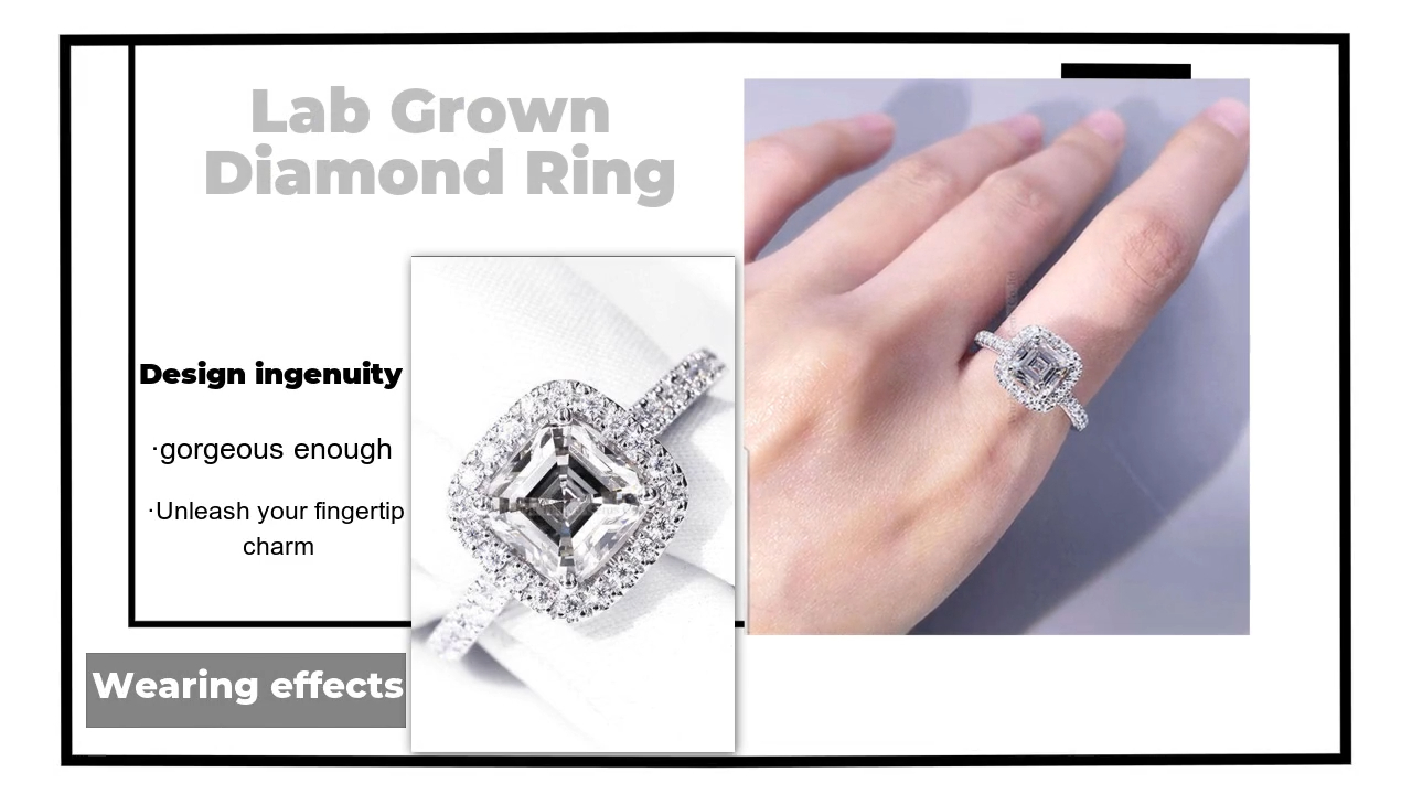 Tianyu Gems luxury women's ring 1.64 carat J color VS2 clarity Ascher cut  lab grown diamond ring 3