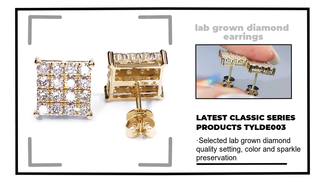 Tianyu Gems CVD-Labor-Diamantenohrringe, 14 Karat Gelbgold-Diamantenohrringe – Geschenkidee für die Freundin 3