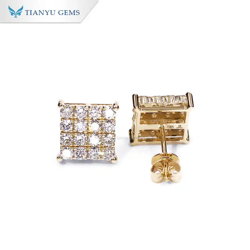 Tianyu Gems CVD-Labor-Diamantenohrringe, 14 Karat Gelbgold-Diamantenohrringe – Geschenkidee für die Freundin 1