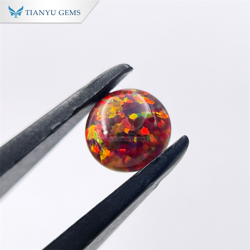 Round Cabochon Cut CP15 Red Synthetic Fire Opal Gemstones 8