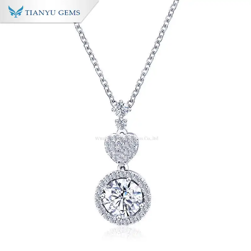 Tianyu Gems Gold Jewelry Wholesale Vendors New White Gold Moissanite Diamond  Pendant Necklace Gifts for Girlfriend 1