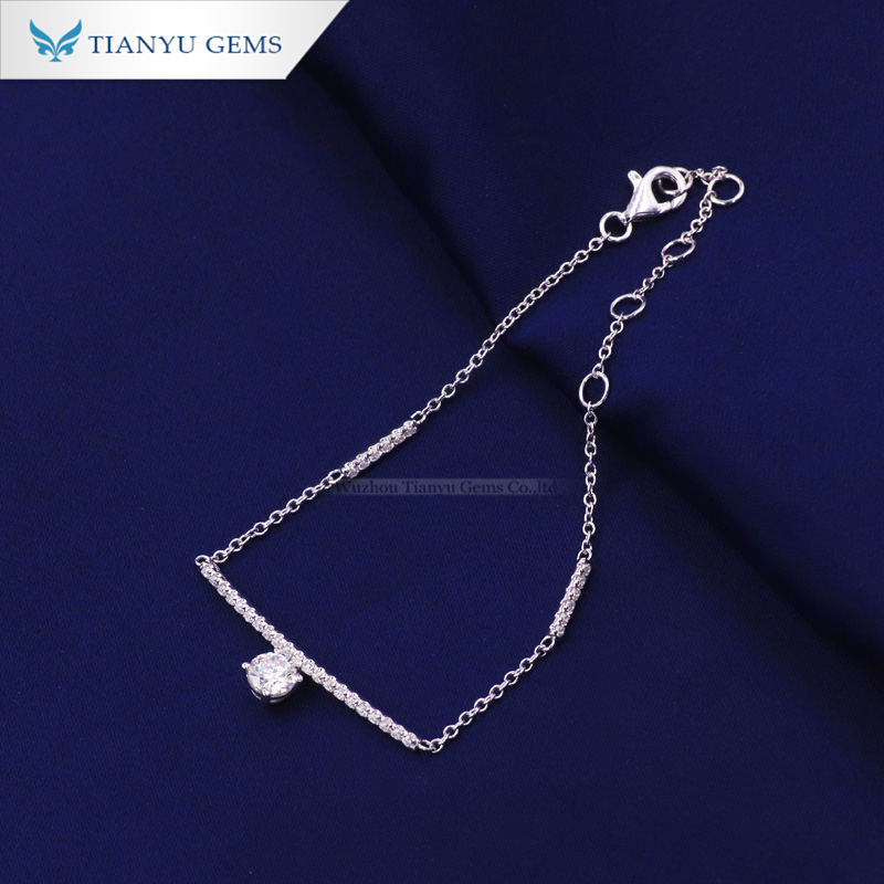 Tianyu Gems 14K/18K white gold moissanite diamond simple round linear bracelet dating commuter hundred match 3