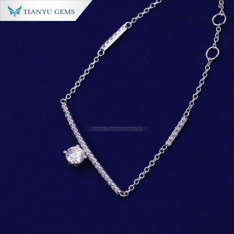 Tianyu Gems 14K/18K white gold moissanite diamond simple round linear bracelet dating commuter hundred match 4