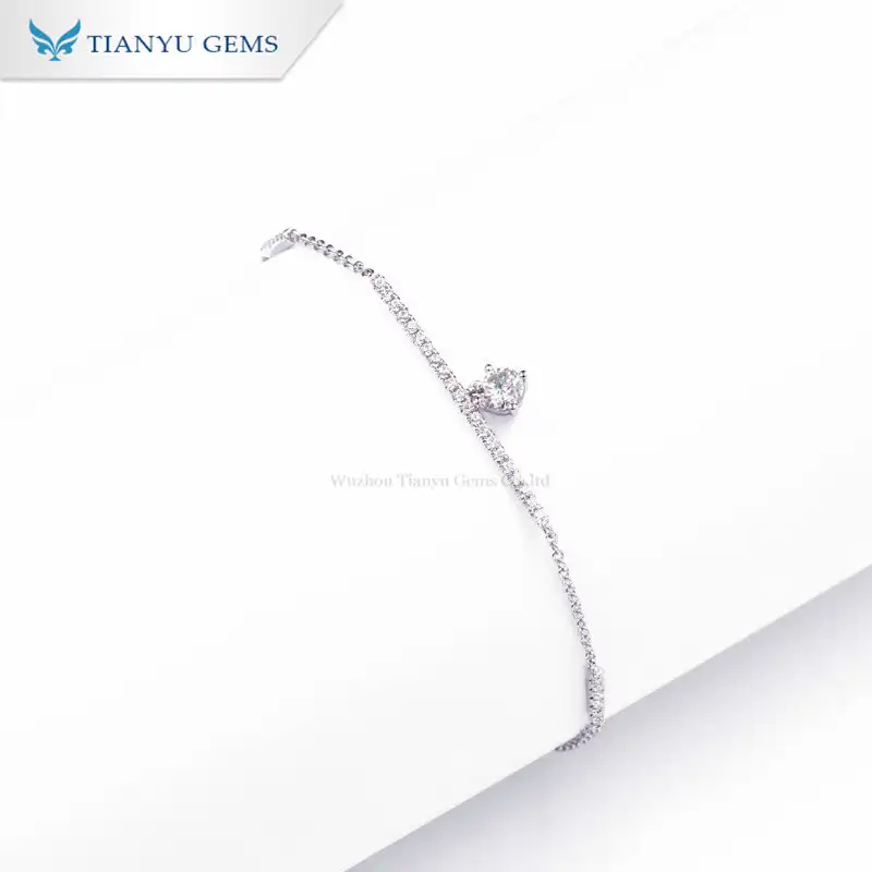 Tianyu Gems 14K/18K white gold moissanite diamond simple round linear bracelet dating commuter hundred match 1