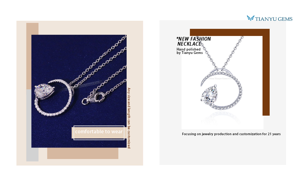 Tianyu Gems Gold Jewelry Wholesale Vendors New  White Gold Pendant Fashion Moissanite Diamond 14k/18k Pendant Necklace 3