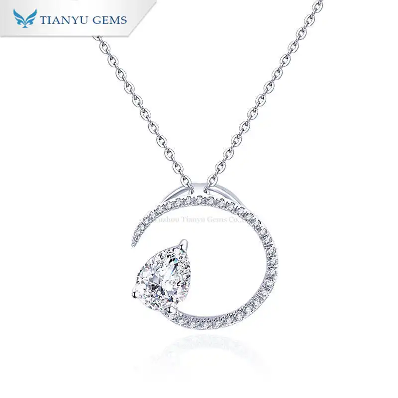 Tianyu Gems Gold Jewelry Wholesale Vendors New  White Gold Pendant Fashion Moissanite Diamond 14k/18k Pendant Necklace 1