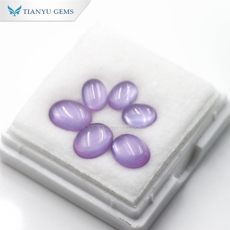 #009 Blue Purple Color Change Oval Cabochon Cut Synthetic Gemstone Nanosital 8