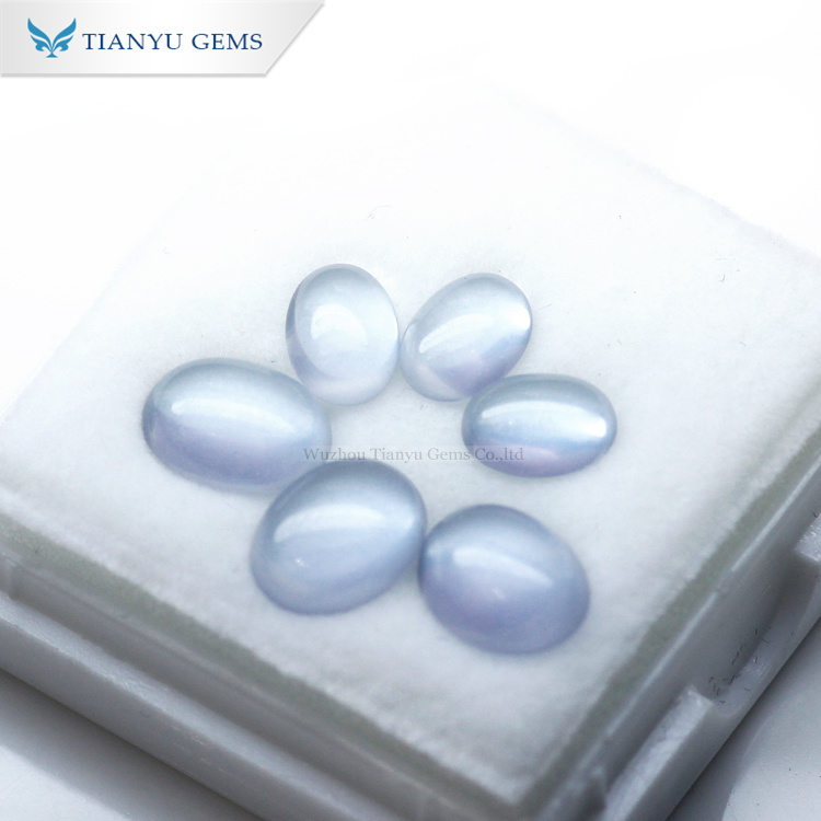 #009 Blue Purple Color Change Oval Cabochon Cut Synthetic Gemstone Nanosital 9