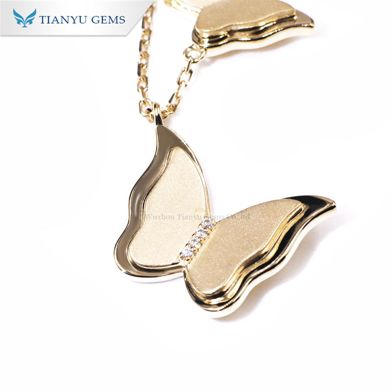 زنجیر گردنبند پروانه CVD تراش گرد 10 عیار از جنس طلای زرد 10 عیار تیانیو جمز، سفارشی 3