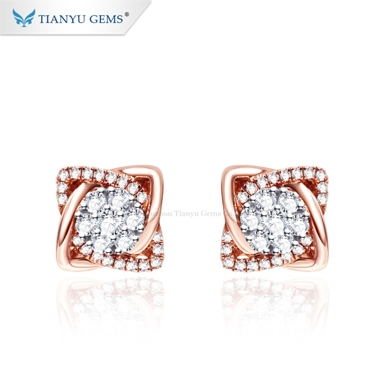 Tianyu Gems Gold Jewelry Earring Pear shape 14K Rose Gold White Moissanite Dual Durpose Stud Earrings 8