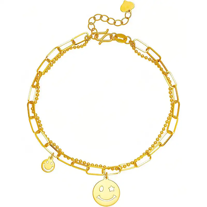Tianyu Gems 24k gold jewelry fashion smiley face pure gold bracelet for women 1