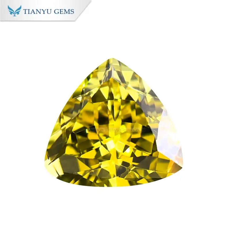Wholesale Trillion Natural Cut Lab Grown Yellow Sapphire Gemstone Supplier 1