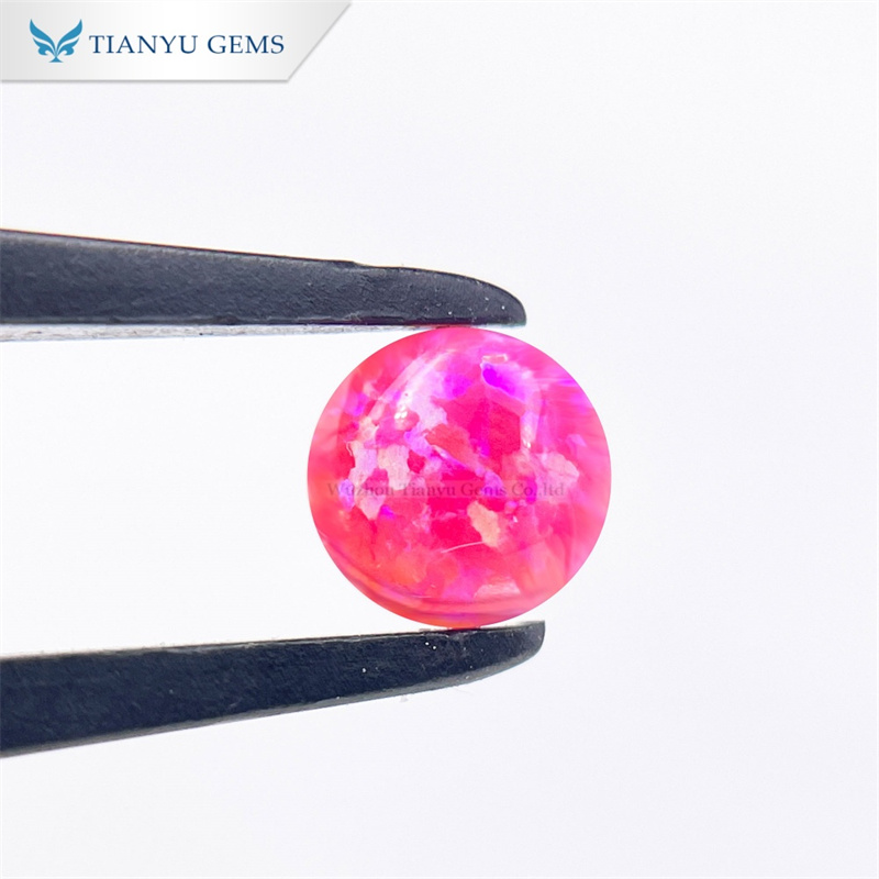 سنگ قیمتی اوپال مصنوعی صورتی CP60 با تراش کابوشن گرد 8